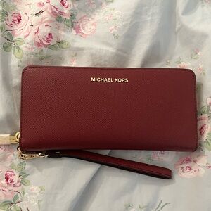 Michael Kors Travel Continental Leather Brandy Wallet